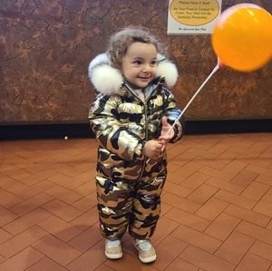baby, toddler camo snowsuit, boy girl winter jumpsuit, 18months (Used Once)